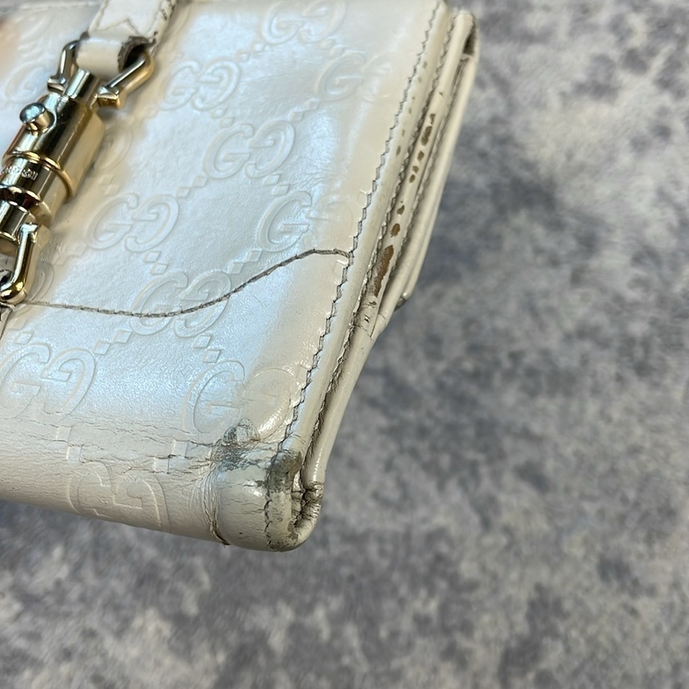 Gucci Guccissima Leather GG Logo Compact Bifold Wallet Piston Jackie Ivory - Picture 4 of 17